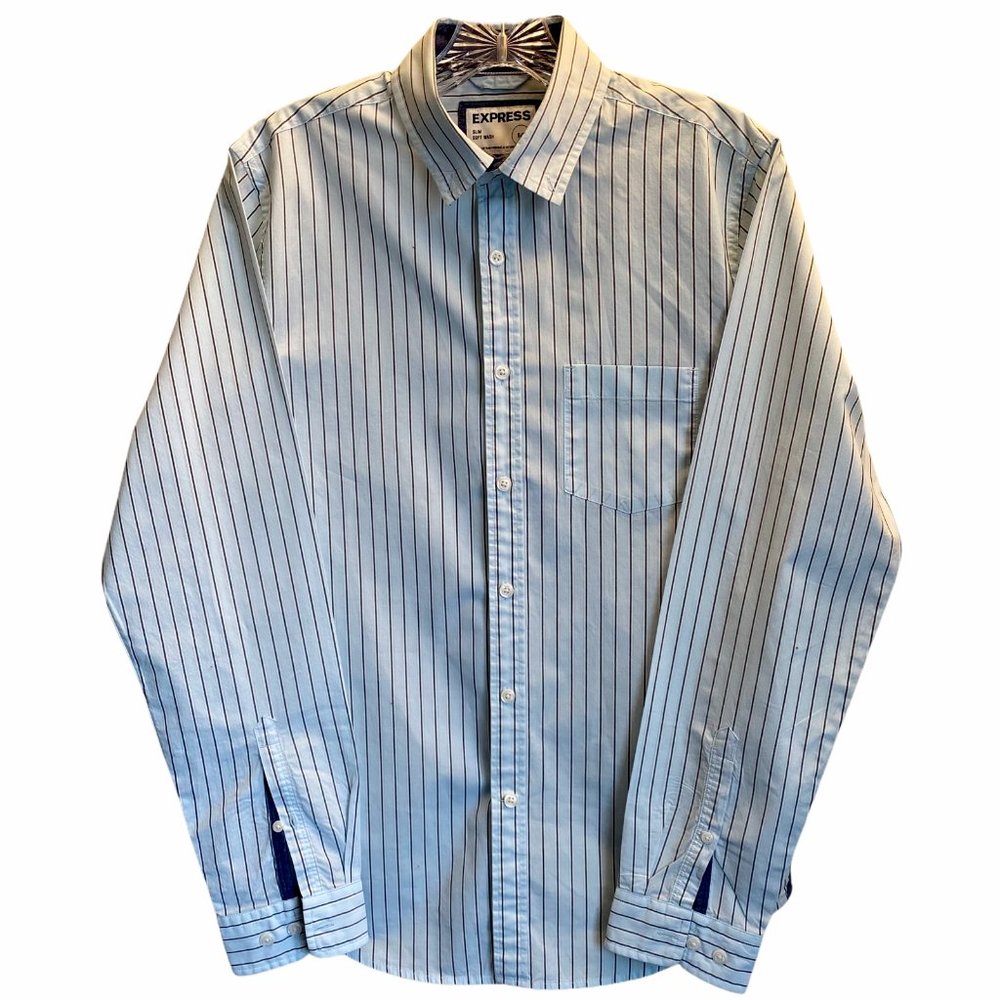 EXPRESS MENS FULL SLEEVE WHITE BLACK SHIRT SIZE S